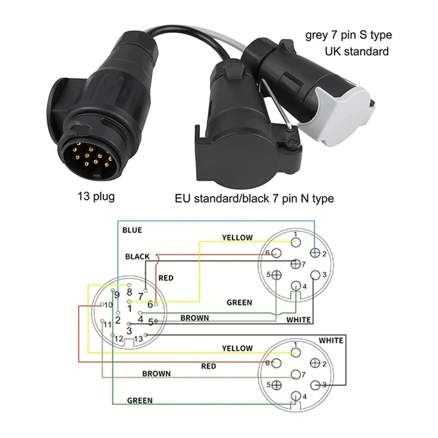 12V 7Pin bis 13Pin Auto-Steckdose Kabelstecker Adapter Auto