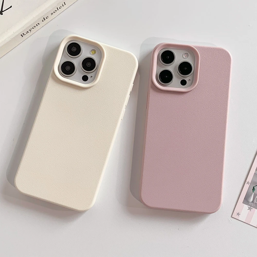Premium Shockproof Leather Case with Soft Candy Color Matte Finish