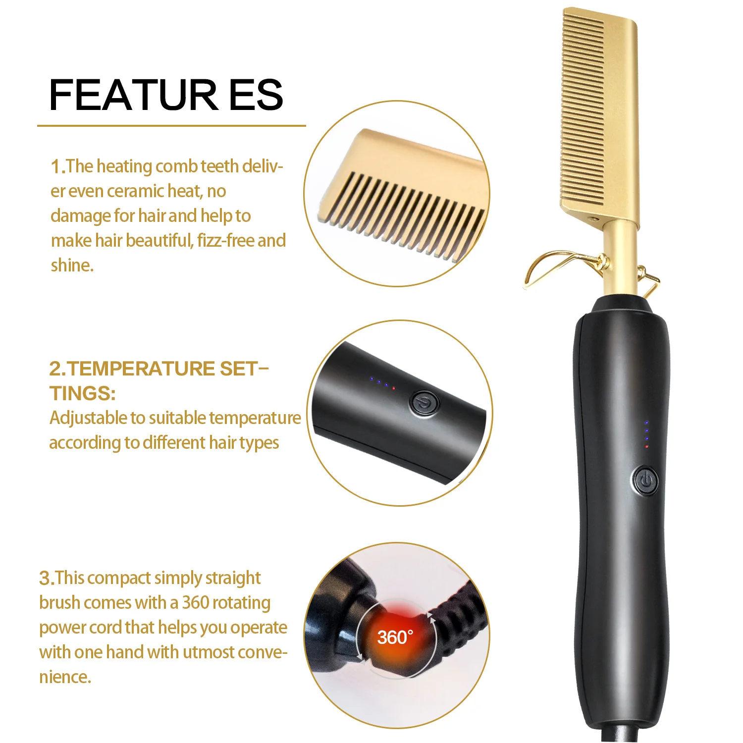 Alisador de Cabelo em Linha Modelador de Cabelo Plana Ferros Alisamento Escova Quente Aquecimento Pente Reta Estilor Ondulação Ferro 67 Beauty & Health