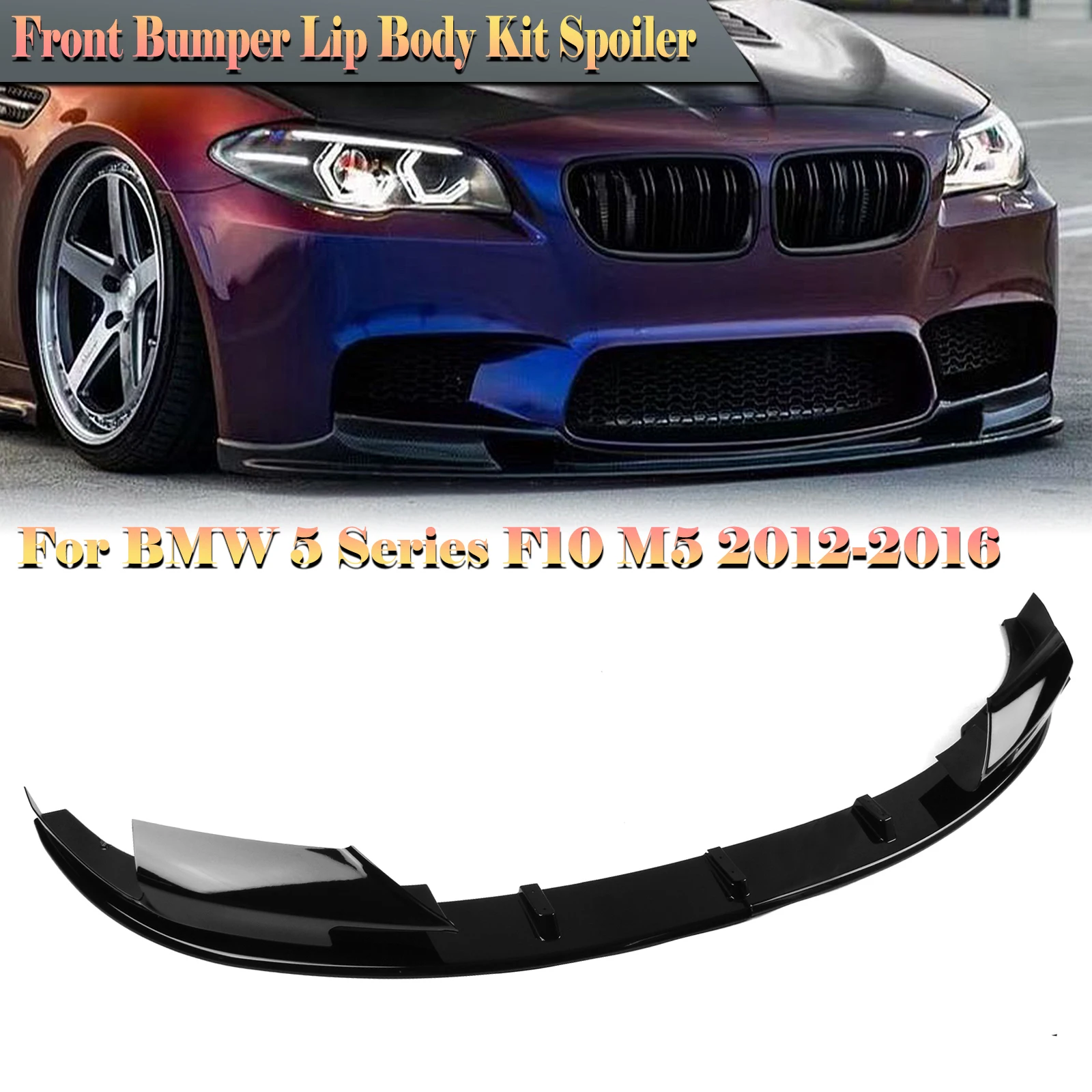 

Глянцевый черный Автомобильный передний бампер, спойлер, губа + боковой угловой сплиттер для вентиляционного отверстия для BMW 5 серии F10 M5 2012 2013 2014 2015 2016