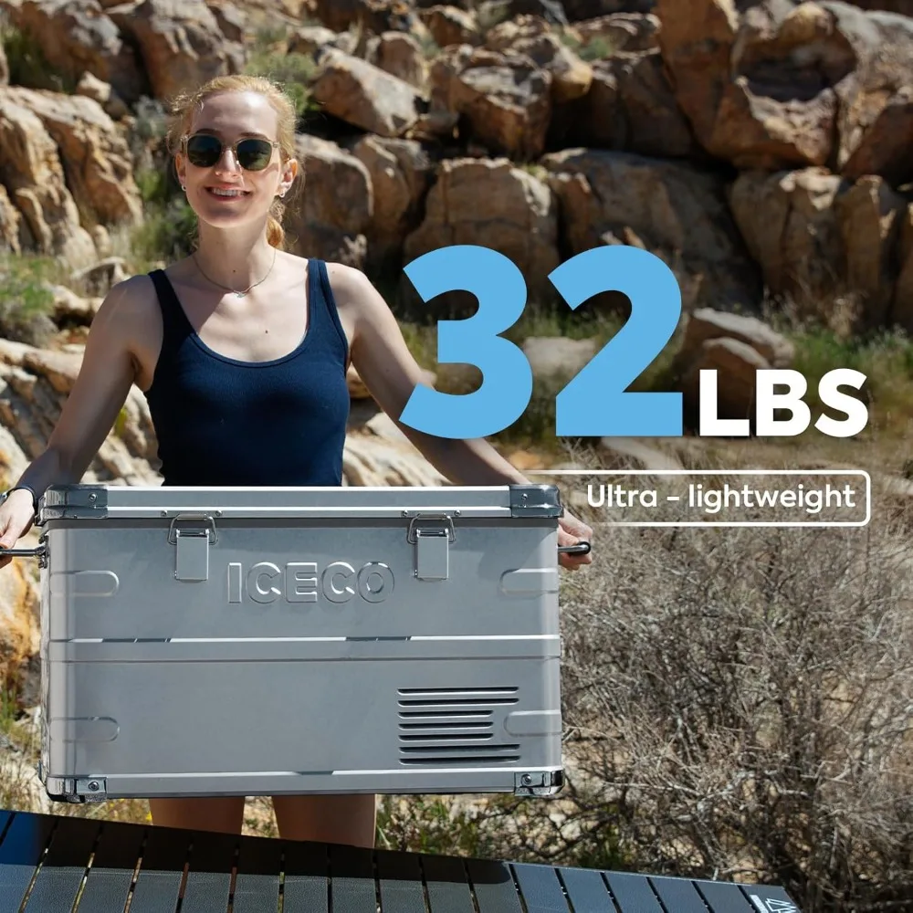 12 Volt Car Refrigerator, 37 Quart (30 Liter) Light Duty Aluminum 12v Portable Fridge Freezer 4