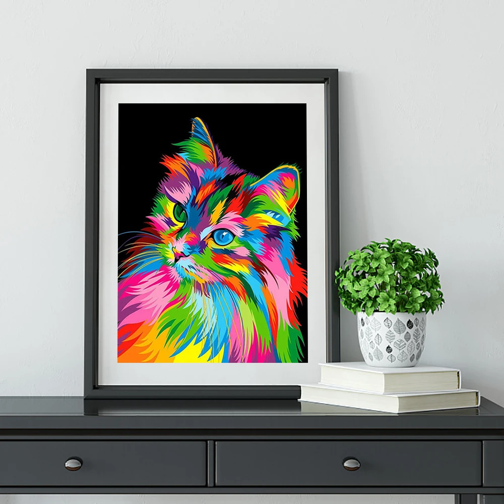 5D DIY Diamond Painting Lion Tiger Cat Dog Cross Stitch Kit AB Diamond Round Animal Mosaic Art Rhinestone Home Decoration