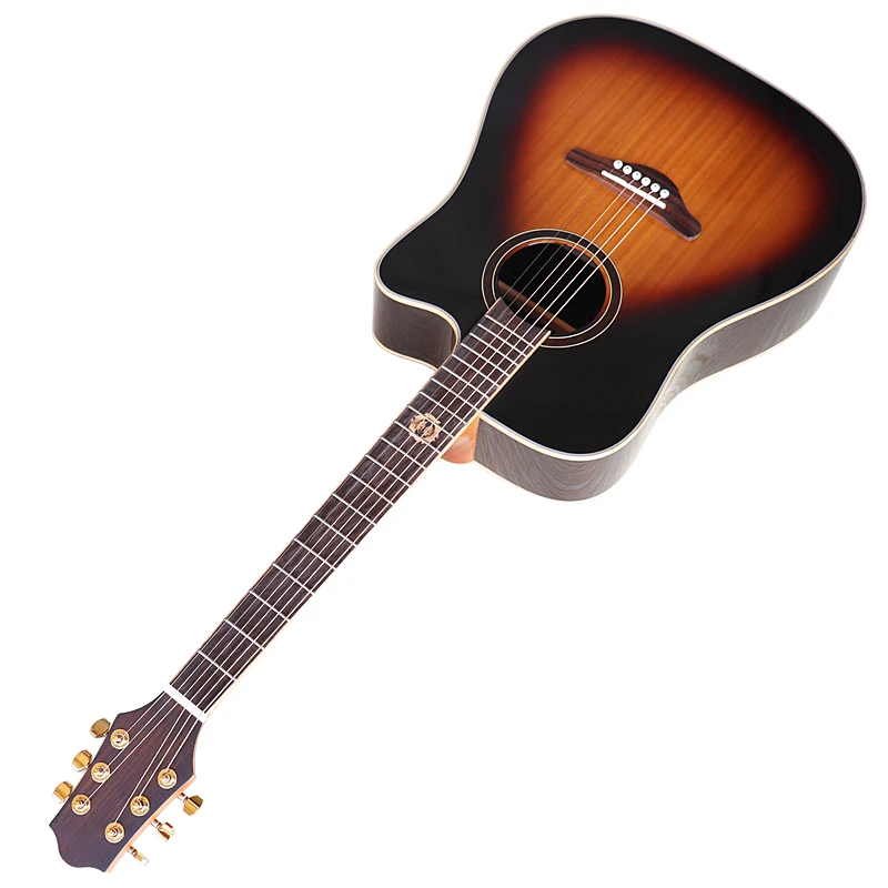 Solid Acoustic Guitar 6 String Cutaway Design Solid Wood Top Folk Guitar Good Handicraft acoustic guitar