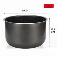 Doublure d'autocuiseur électrique, pot de riz antiadhésif, accessoires intérieurs en cristal noir, pièces Midea, 1.6 L, 3L, 4L, 5L, 6L 5