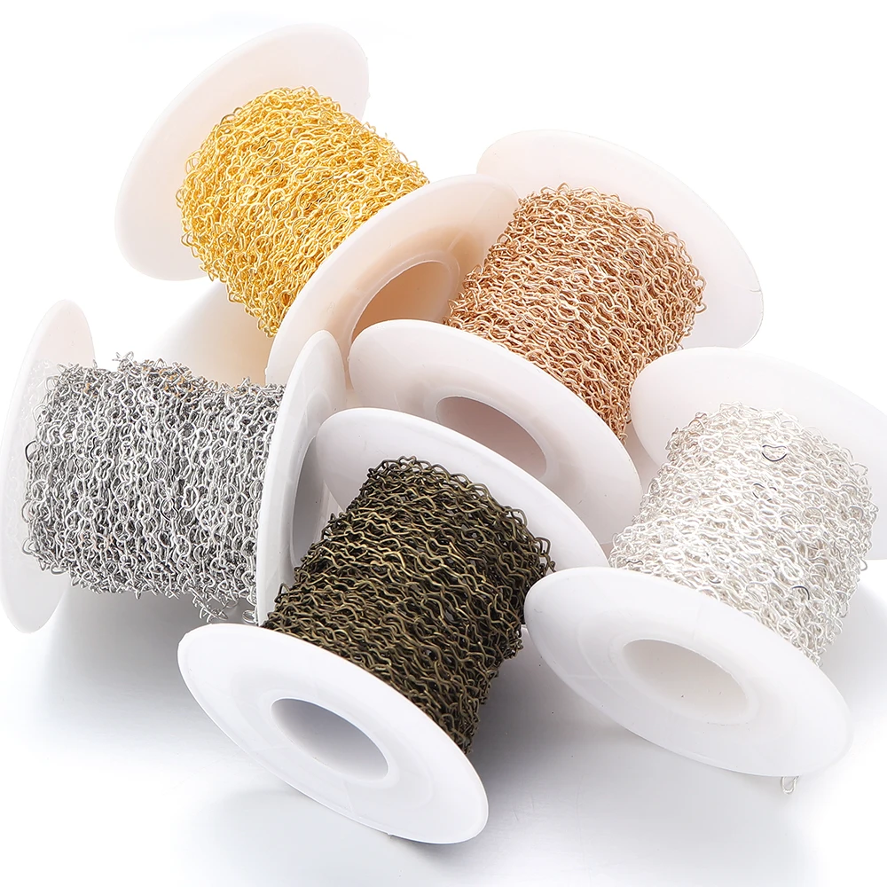 10 Yards/roll Heart Shape Bulk Chain Gold Color Link Chains for Jewelry