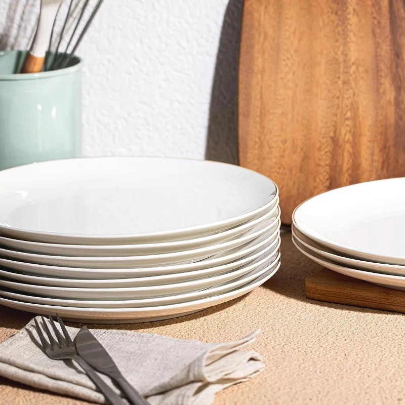 White Porcelain Dinner Plates, Set of 12, 10.5", White Dishes, Porcelain Dinner Plates, Plate Set for 12
