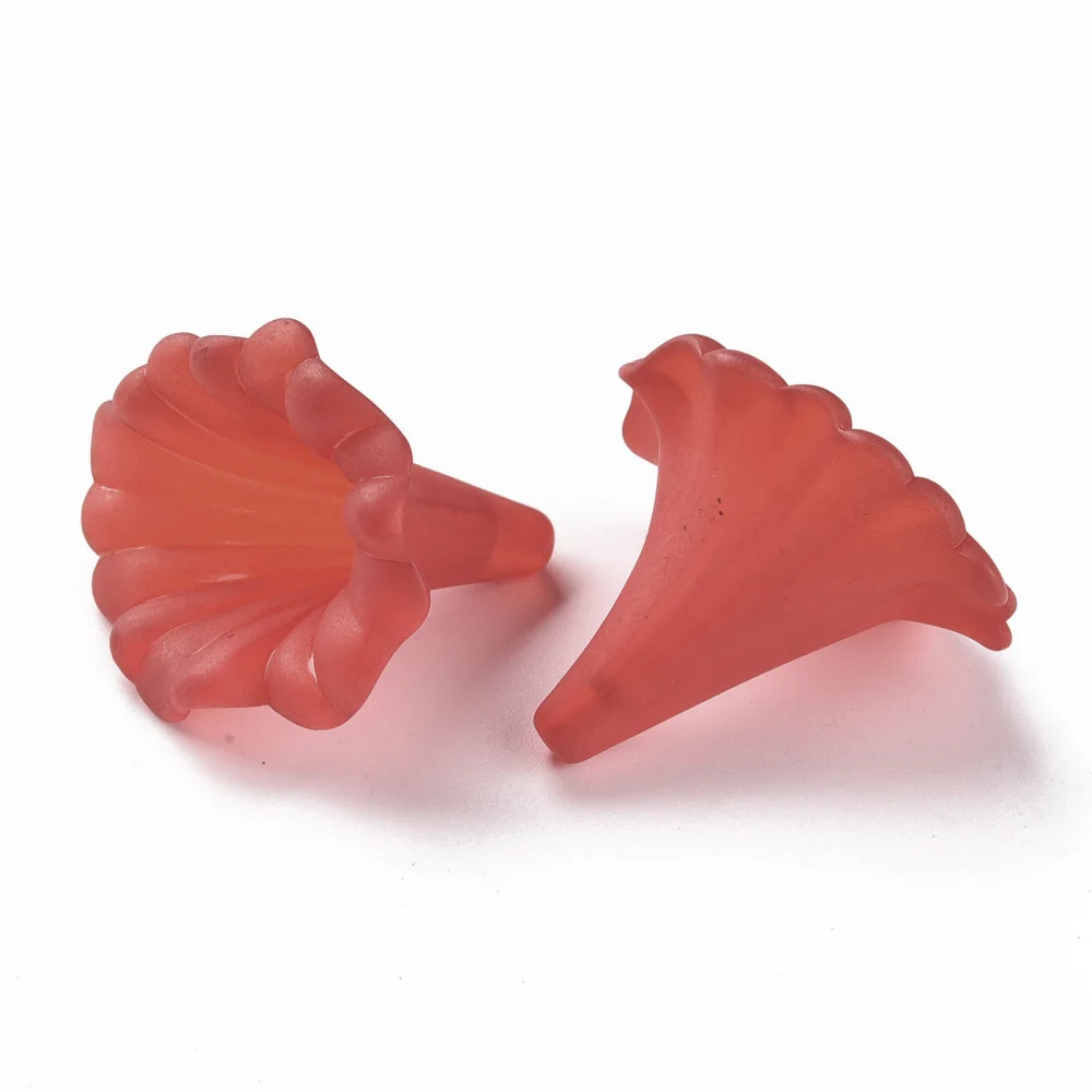 칼라 릴리 프로스트 파이어브릭 투명 아크릴 비즈, 구멍: 1.8mm, 40.5x33x35mm, 10 개
