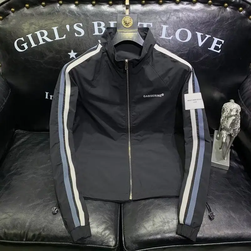 

Европейская станция 2024 мужская полосатая куртка осень бейсбольная куртка Корейская версия приталенная модная трендовая Повседневная куртка пилот Джек