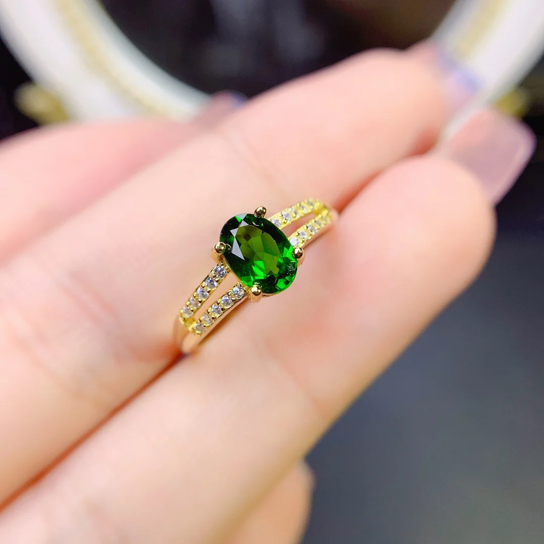 

Natural Diopside Ring Sterling Silver 925 Engagement Ring Luxury Generous Women's Free Shipping Gemstone Jewelry Original date