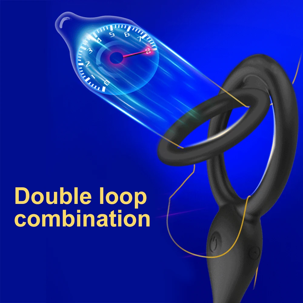 Anal Vibras Dildo Vibrating Male Prostate Massager Delay Ejaculation  Double Ring Butt Plug Toys for Men G_voghion.com