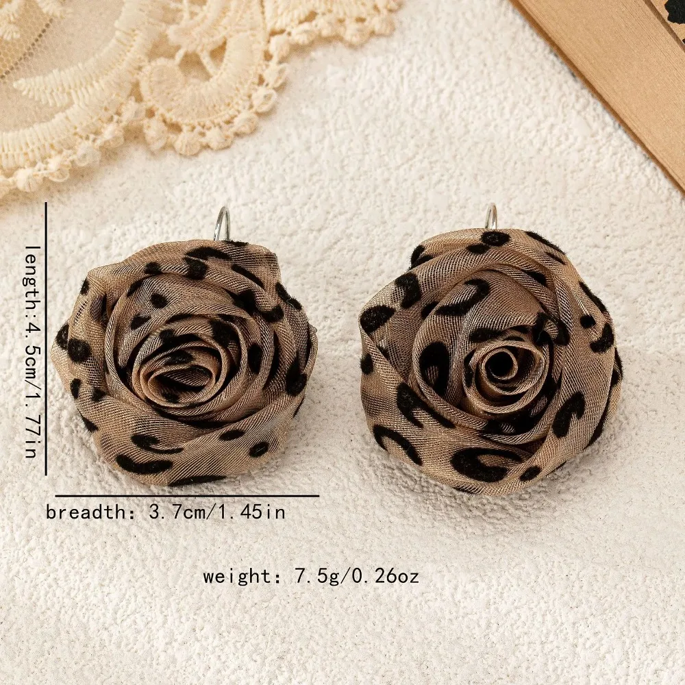 Leopard Print Rose Flower Earring Post for Women Girls 2025 New Style Gifts Fashion Jewelry Accessories Hot Sale Party Gift