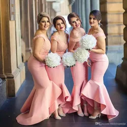 Sweetheart Off Shoulders Backless Lace Bodice High Low Dubai Ruffle Skirt party prom gown 2018 New Arabic Bridesmaids Dresses