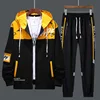 Men Tracksuit Sweat Suits Mens Patchwork 2 Piece Hoodie+Pants Set Hip Sweatpants Hop Fashion Streetwear Sports Clothing Set 4XL 6