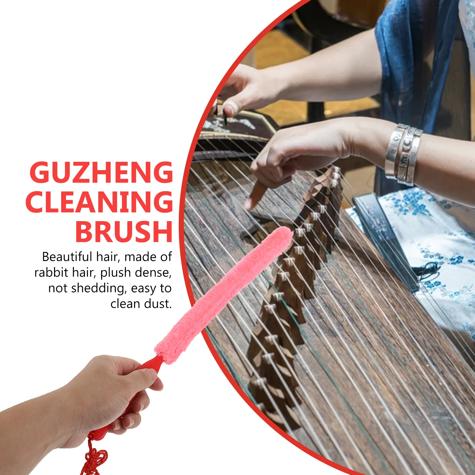 3 Pcs Guzheng Cleaning Brush Portable Long Tool Instrument Tools Musical Cleaner Supply Rabbit Fur