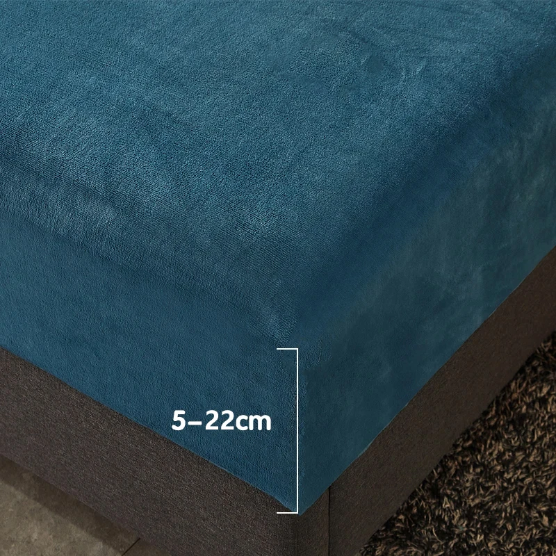 Mattress Cover Simple Solid Color Fitted Sheet Nordic Mattress Cover Plush Bed Sheet Winter Warm Elastic Soft Bed With Elastic Band