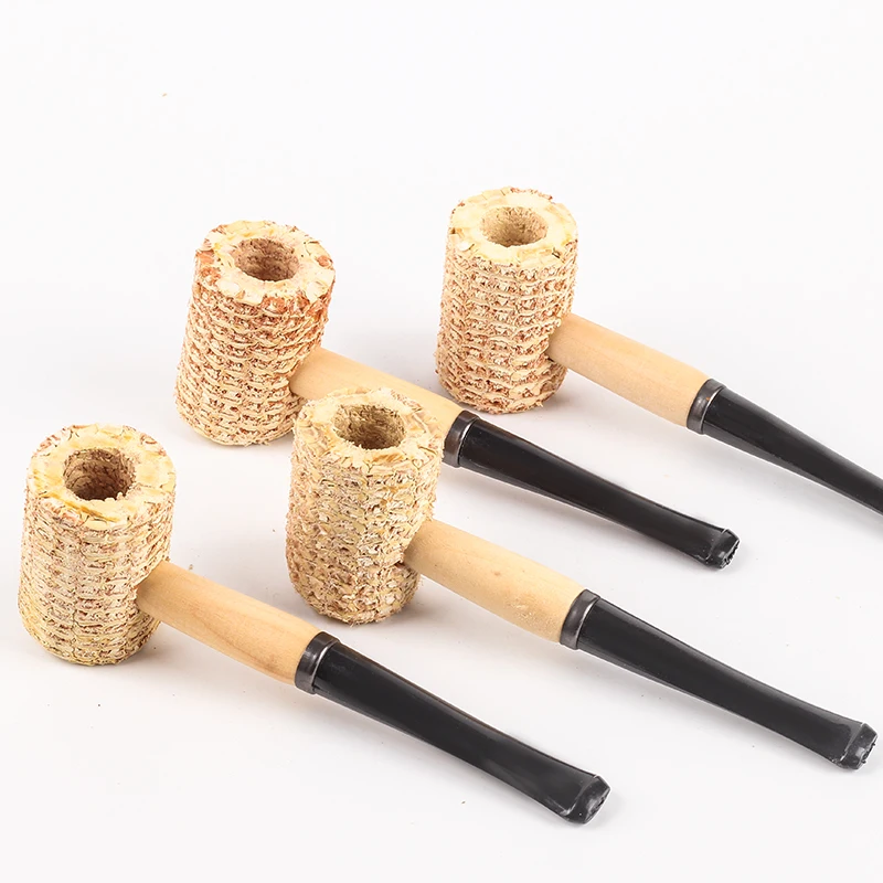 Corn Cob Material Cigarette Tobacco Pipes 140mm Straight Filter Pipe Good Heat Dissipation