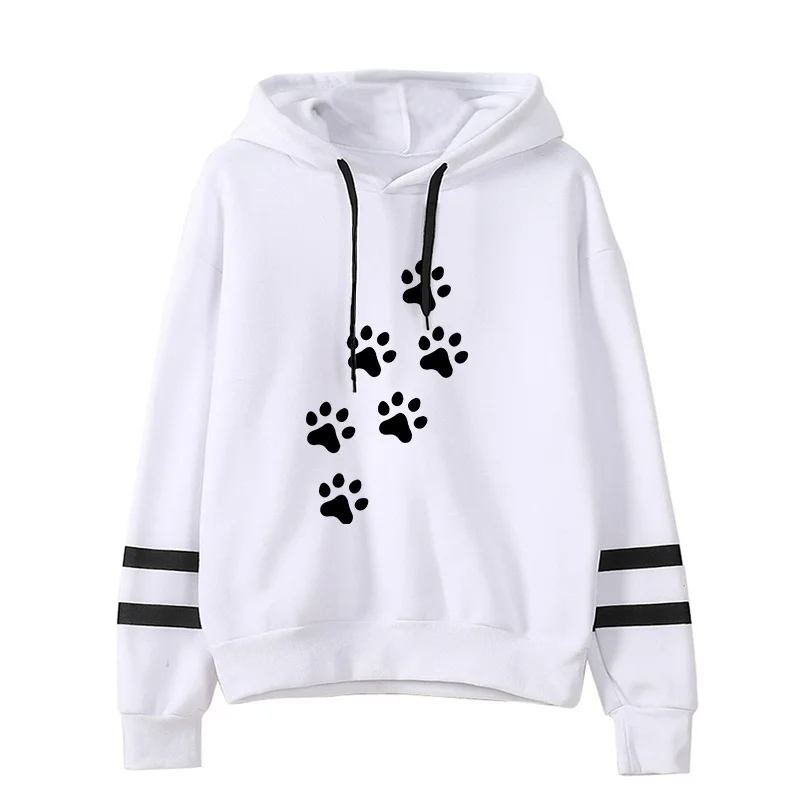 Autumn/Winter Women's Fashion Hoodie Casual Loose Sweater Long Sleeve Printed Cat Paw Hooded Size for Teenagers long sleeve men sweater stylish men s turtleneck sweaters autumn winter knit tops for teenagers thickened twist pullover coats