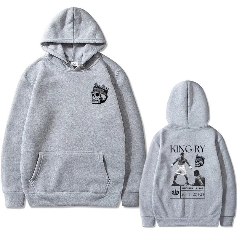 King Ry Ryan Carcia King Still Alive Graphic Print Hoodie Men Vintage Skull Graphic Pullover Male Hip Hop Oversized Sweatshirt