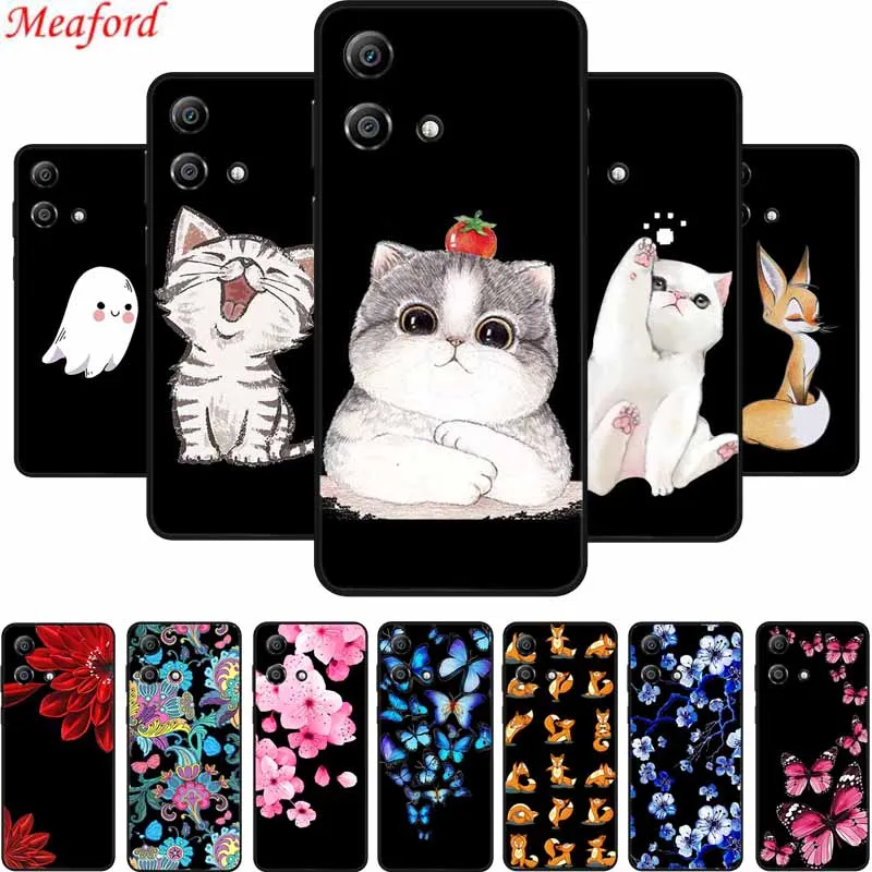 Charming Cartoon Cat Black Silicone Soft Phone Case