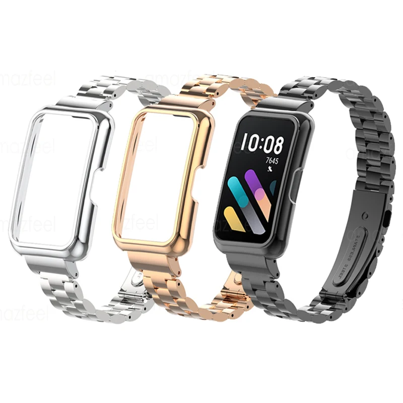 

Metal Strap For Honor Band 7 6 Smart Band Accessories Stainless Steel Watch Band Case Protector For Huawei Band 7 6 Cover Frame
