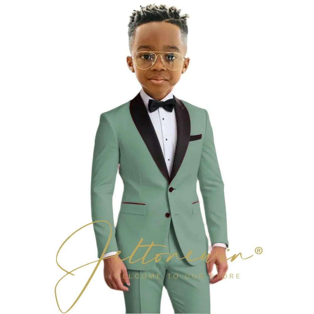 Charming Pink Boys' Two-Piece Formal Tuxedo Set with Shawl Lapel Blazer and Slim Fit Pants