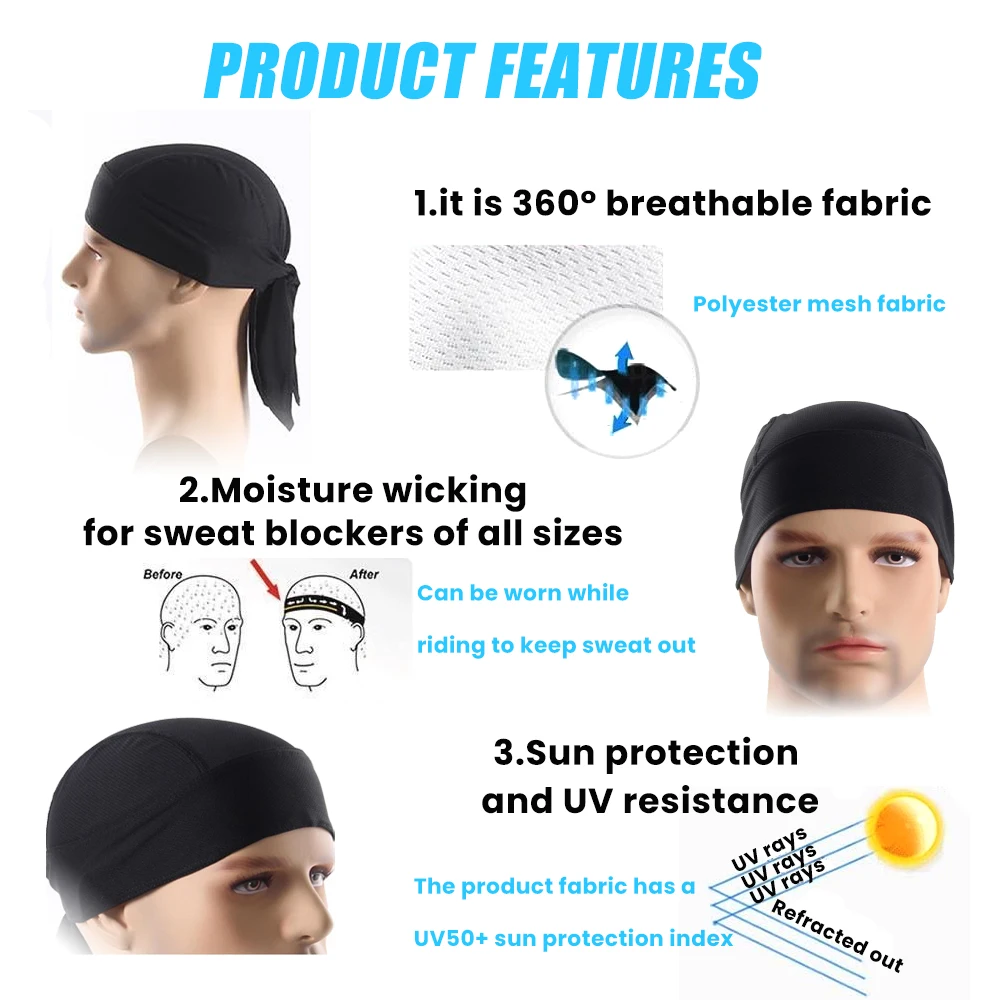 Bandana Headscarf Quick Dry Bandana UV Protection Headband Scarf Summer Men Running Riding Bandana Headscarf Hiking Running Balaclava Headscarf