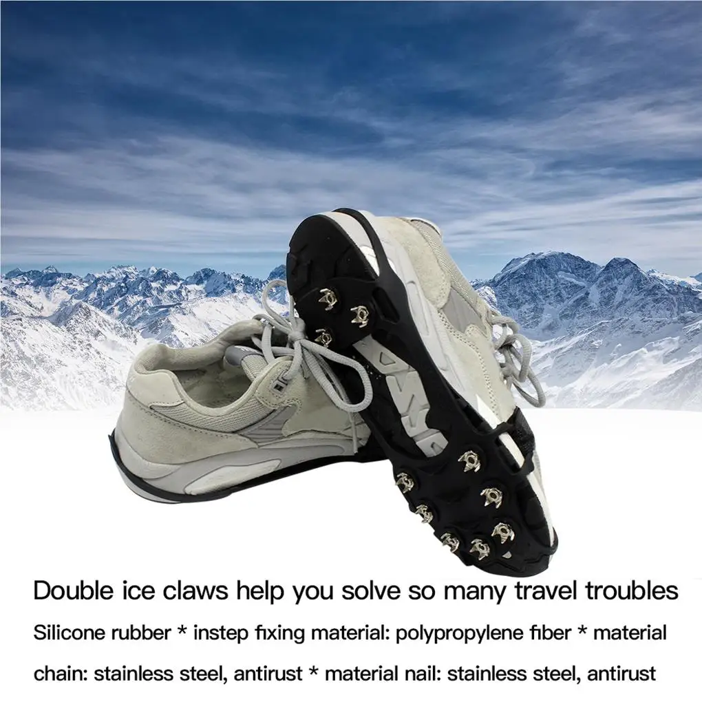 Snow Shoe Cleat Anti-slip Ice Gripper Snow Traction Spikes Hiking Climbing Overshoe Cleat  M  Orange