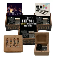 Music Box Fix You 18 Note Wind Up Mechanical Box Wooden Cute Gift for Band Fans Friends Birthday Home Office Christmas Ornament 1