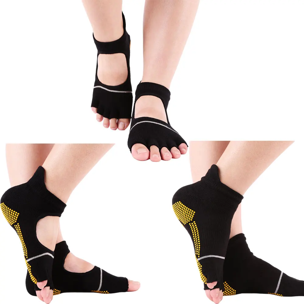3pcs Professional Men Women Breathable Pilates Socks Anti-Slip Five Toe Yoga Socks Quick-Dry Cotton Ladies Ballet Dance Socks