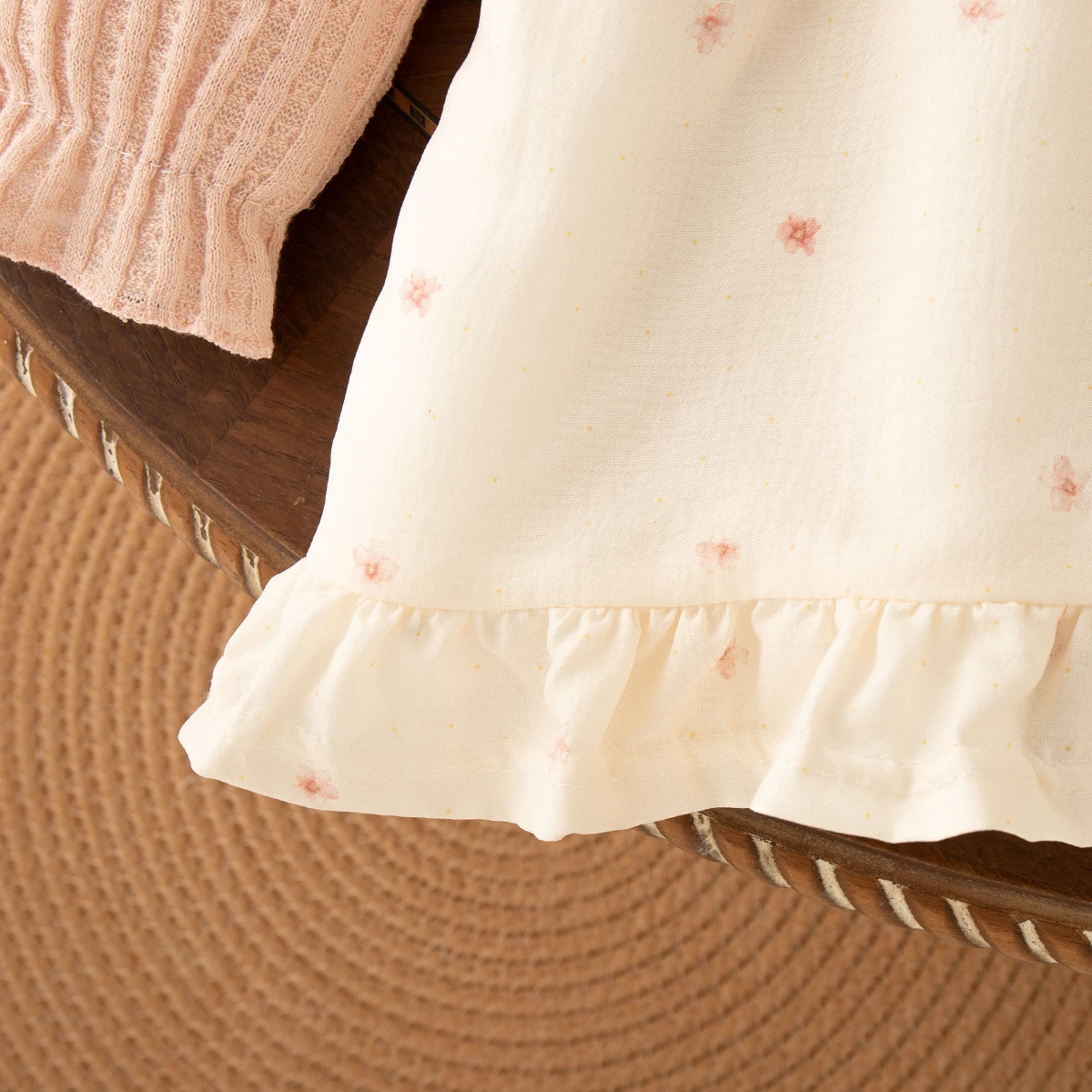 Frühling Herbst Kleinkind Mädchen Rosa Kleid Schleife Blumendruck Puppenkragen Strick Langarm Kleid Sanfte Prinzessin Outfit für Mädchen – Detail 20