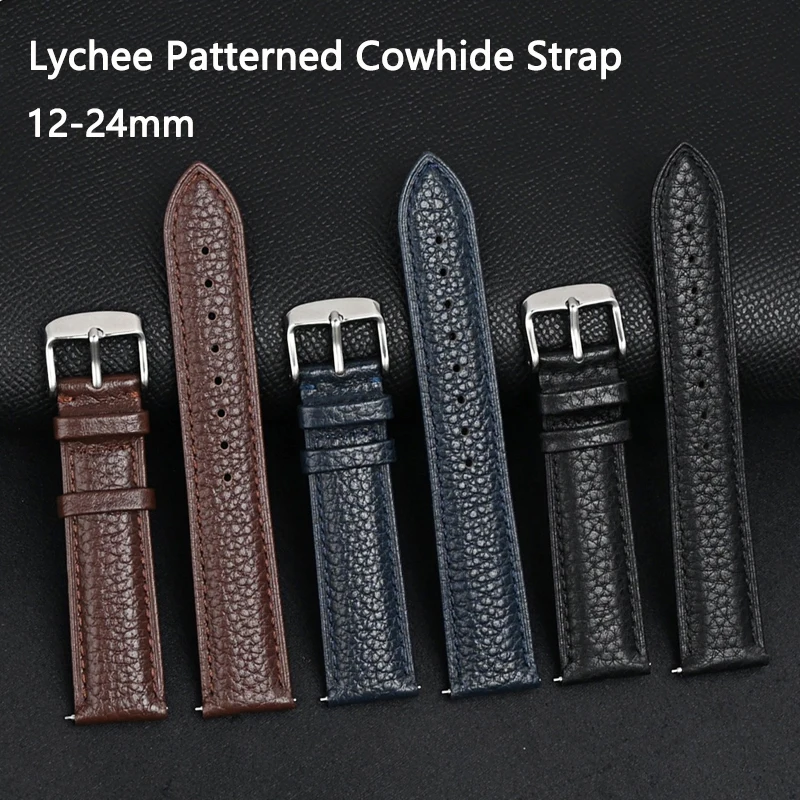 Elegant Universal Brown Genuine Leather Watch Band - Adjustable Cowhide Strap