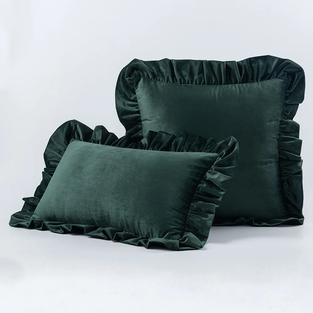Rüschen Modern Solid Einfache Farbe Kissenbezug Samt Sofa Büro Auto Weiche Rückenlehne Kissenbezug Kissenbezug 30x50 45x45 50x50cm – Detail 12