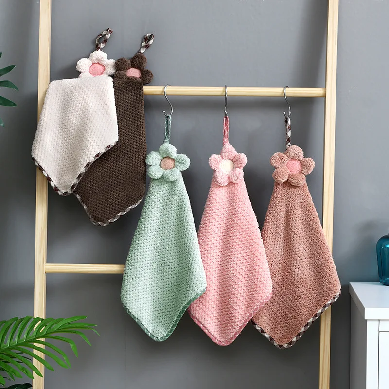 Serviette à Main Absorbante En Velours Corail Pour Salle De Bain, Doux, Gris