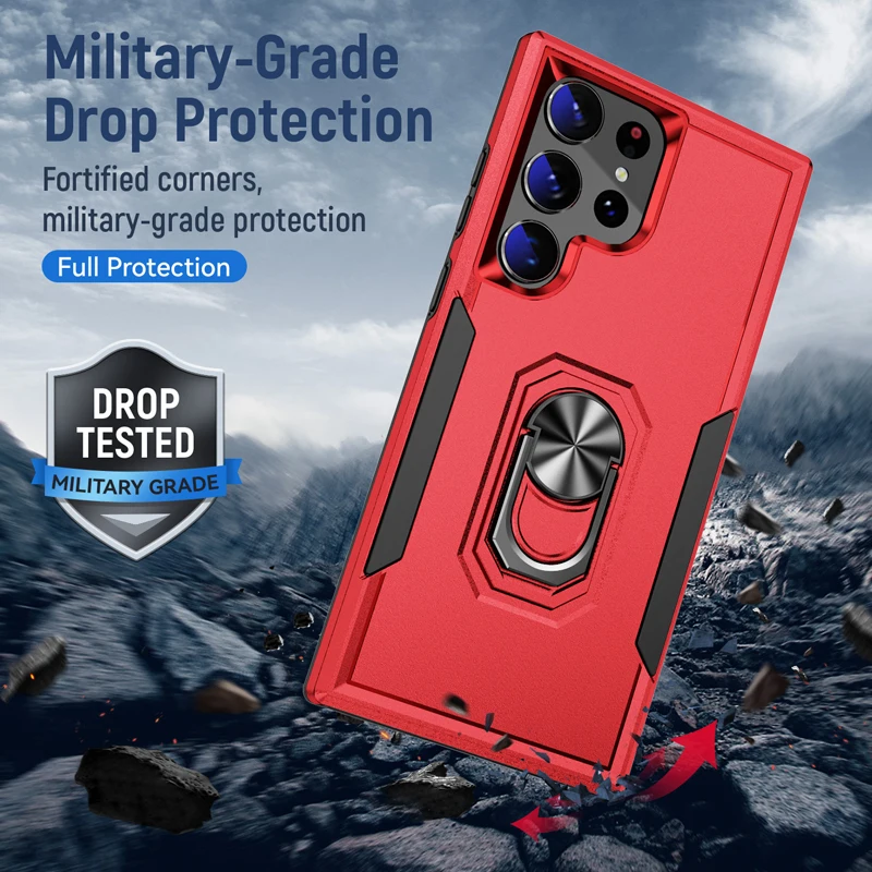 Bananq Metal Ring Stand Case Samsung S24 S23 S22 S21 Ultra S10 Plus S20 FE Cover For Galaxy A14 4G A54 5G A04S A05S A15_voghion.com