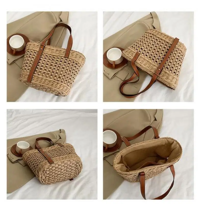 2023 New Luxury Designer Women's Straw Bag Casual Shoulder Large Bag Fashion Beach Braided Bag Summer Ladies Tote Travel Bags