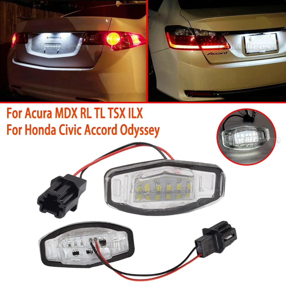 2pcs LED License Plate Light Assembly For Honda Civic Odyssey