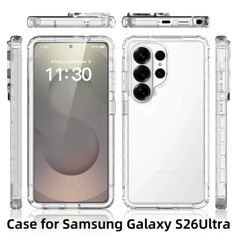 Ultra 360° Full Body Transparent Shockproof Protective Case with Double-Sided Clear Cover and Bumper
