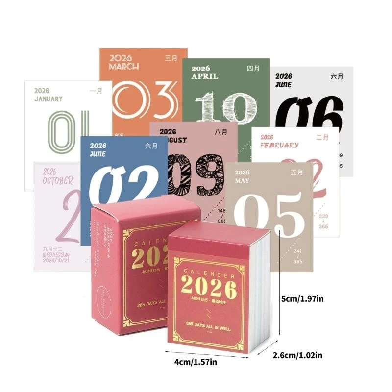 2026 소형 책상 달력 365일 일일 계획 및 메모 일정 정리를 위한 종이 달력 쓰기 패드 떼어내기
