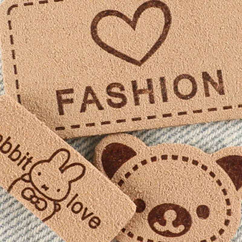 10pcs PU Leather Labels Tags Handmade Tag Label Embellishment Knit DIY Jeans Bags Shoes Hat Sewing Tags Garment Accessories