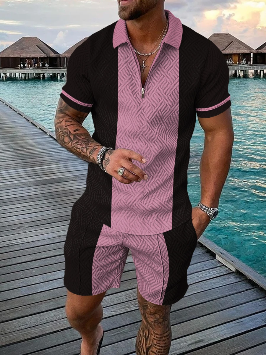 New Summer Men's Suit Hawaiian Beach Short Sleeve Polo Shirt + Shorts Soft Breathable High Quality Casual Clothing Men's Sets