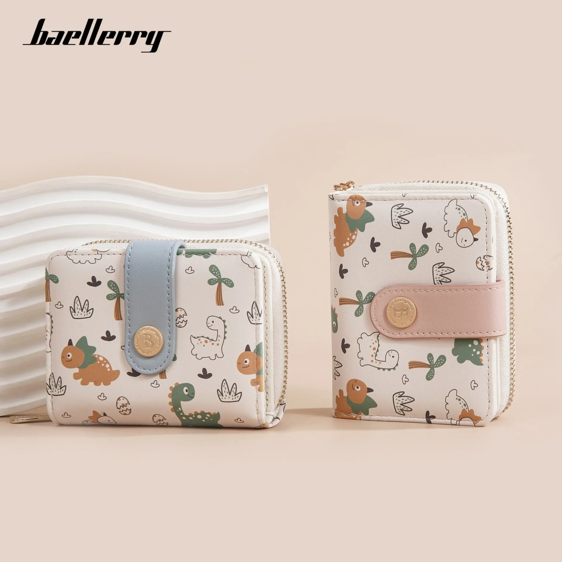 Baellerry New Women Wallet Short Coin Purse Cute Dinosaur Pattern Female Purses Photo Holder Hasp Card Holder Wallets for Girls 5