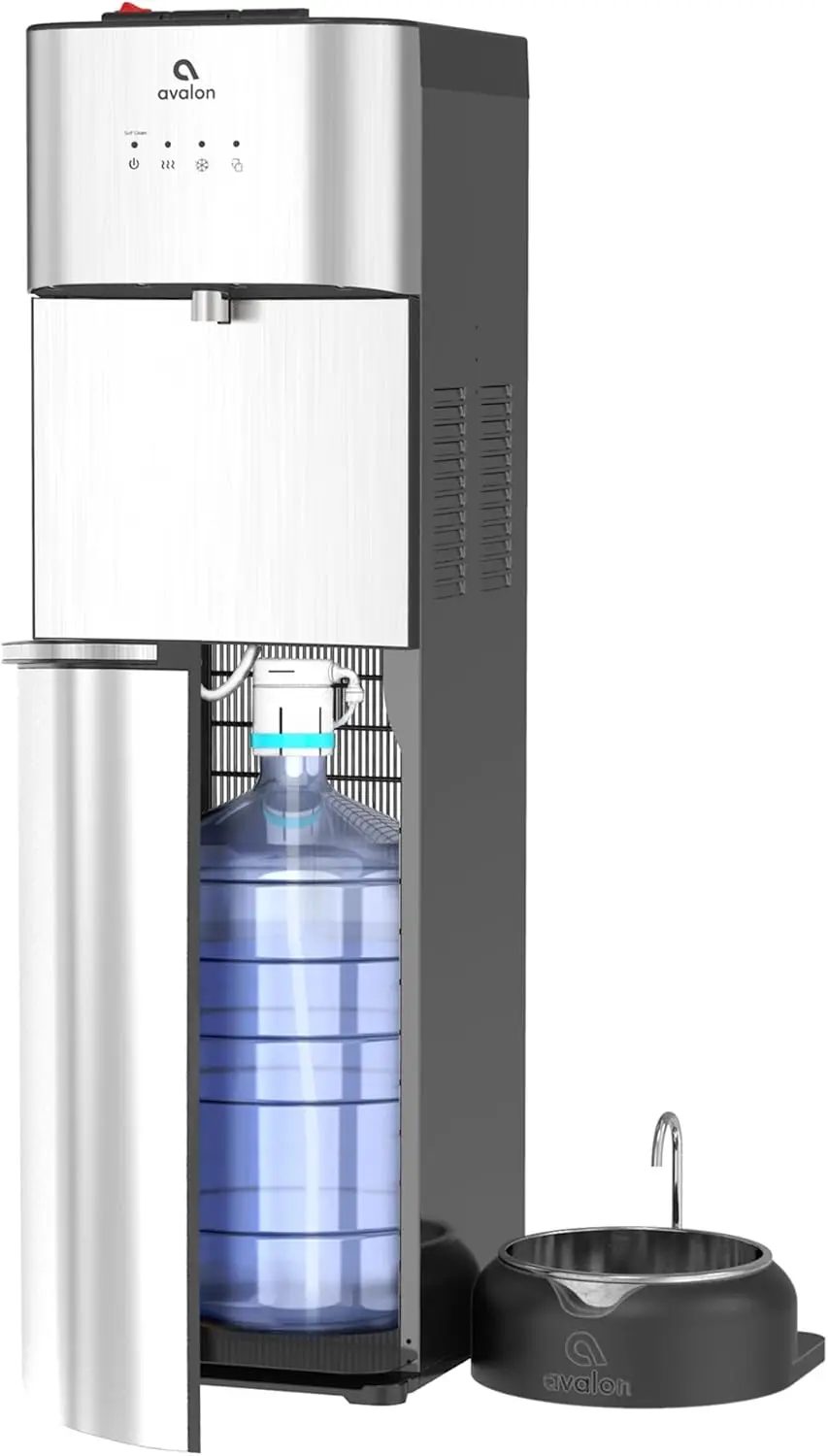 Cleaning Water Cooler Water Dispenser with Pet Bowl- 2 Temperature Settings - Hot & Cold, Durable Stainless Steel Construction, 3