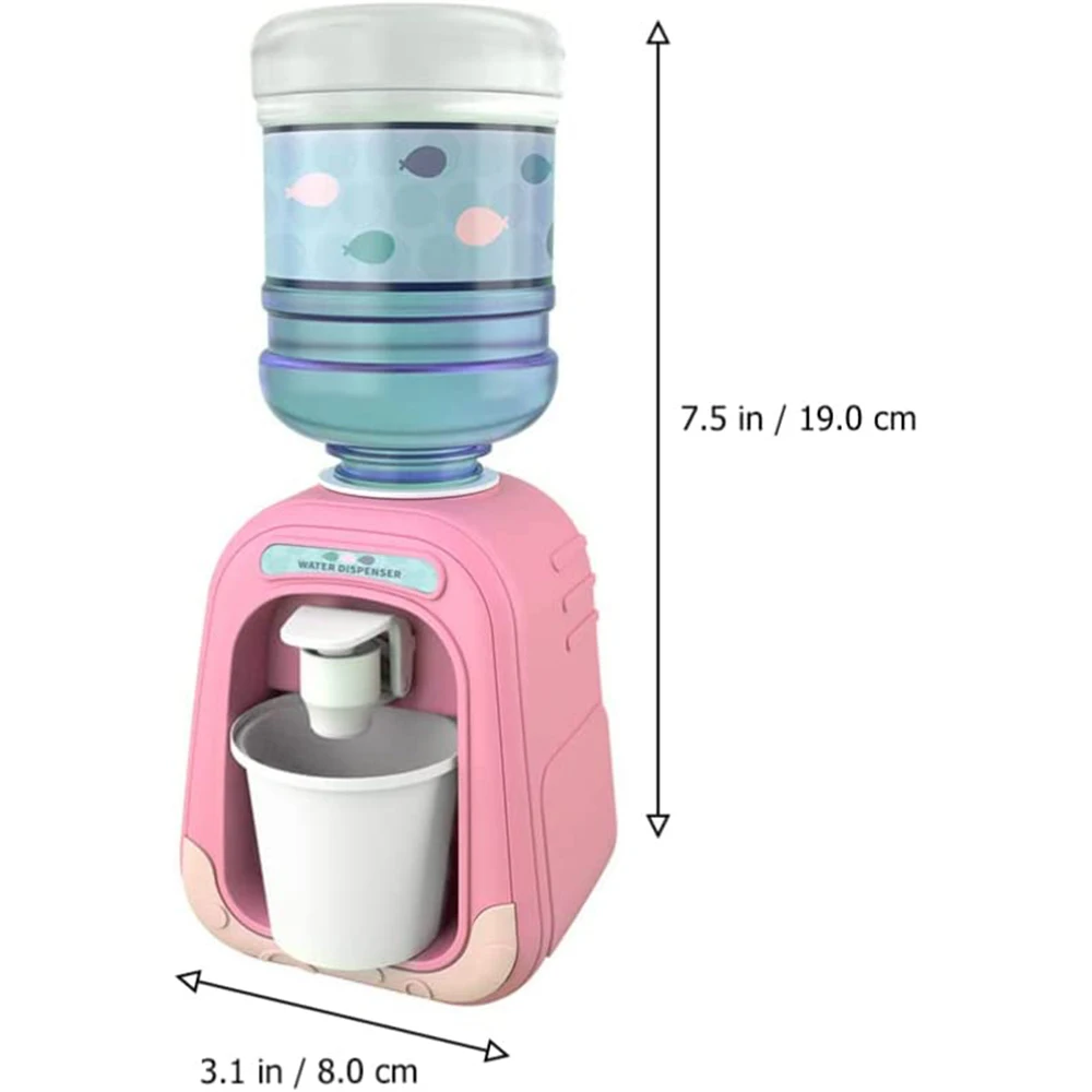Mini Children Dual Water Dispenser Toy Cute Cold/Warm Water Juice Milk Drinking Fountain Simulation Cartoon Kitchen Toy for Girl 6