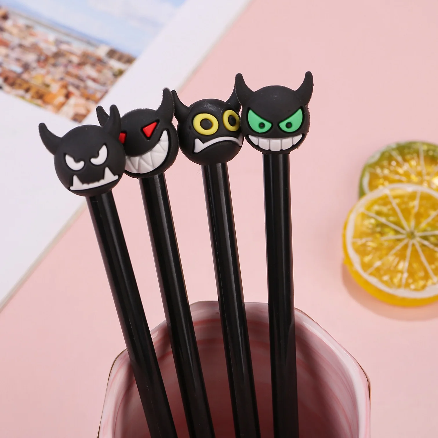 Lot De 5 Stylos Gel À Encre Halloween, Mignons, Tête De Citrouille
