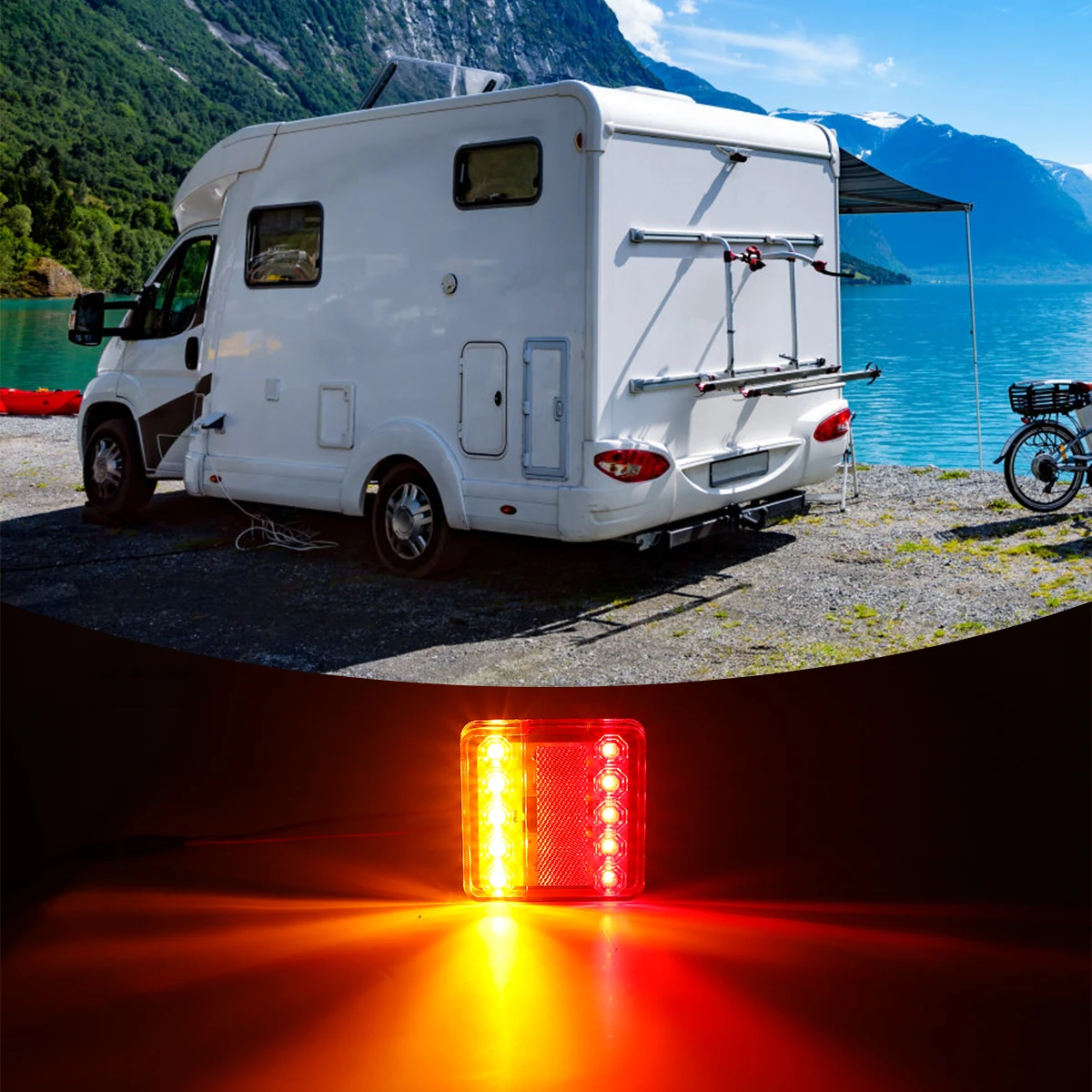Waterproof LED Trailer Tail Lights 12V ABS Plastic Red Amber