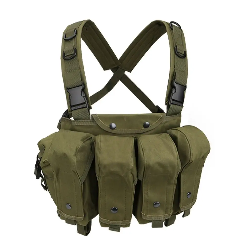 6-pockets Outdoor Vest Bag Large Capacity High Density Nylon Climbing Chest Pocket Quick Release Buckle Waterproof