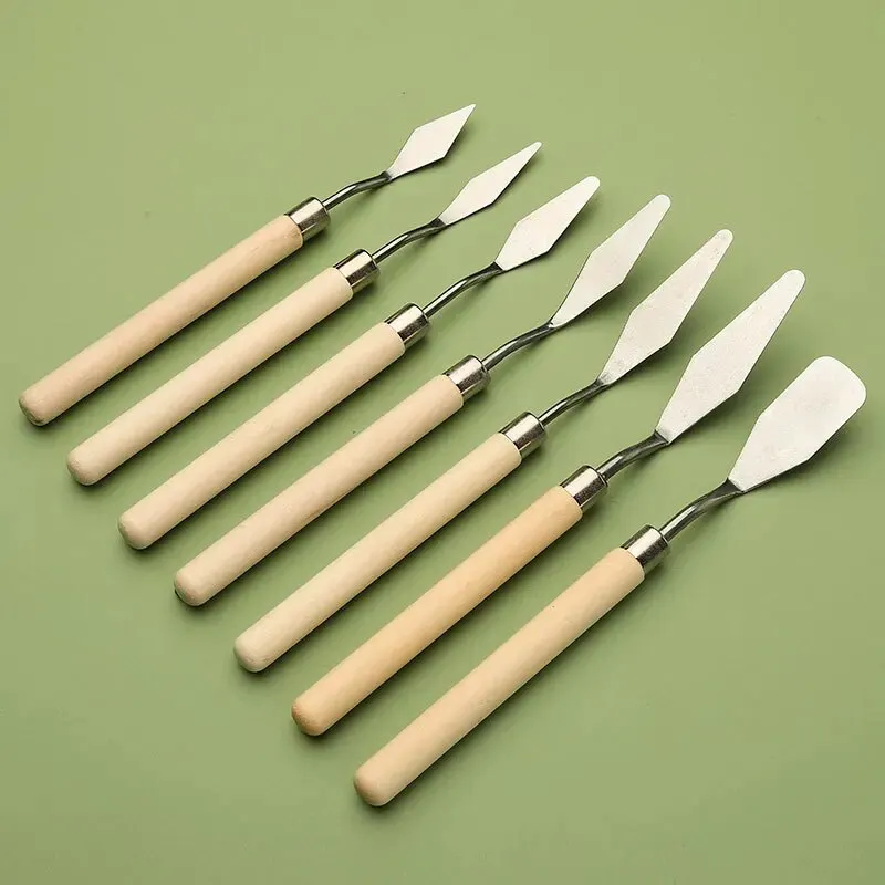 Oil Painting Knife 7Pcs Stainless Steel Oil Painting Knives Artist Crafts Spatula Palette Knife Mixing Knife Scraper Art Tools