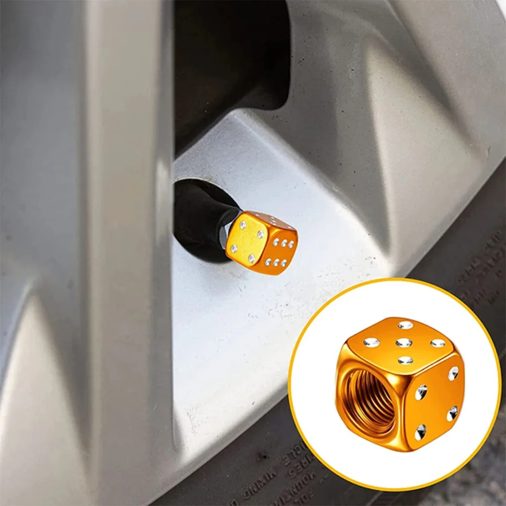 Car Tire Aluminum Alloy Dice Valve Cap Motorcycle Metal Valve Cap