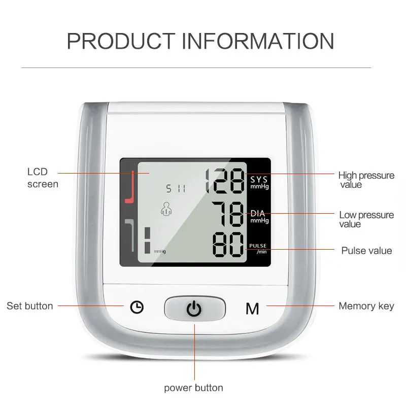 Portable Wrist LED Medical Blood Pressure Monitor JYHealth Portable Wrist LED Medical Blood Pressure Monitor Tonometer Tensiometer Measure Sphygmomanomer Heart Rate Pulse Meter