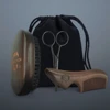 The Gracemen Beard Kit-Retro Beard Brush &Handle Wooden Comb & Stainless Steel Scissors Grooming Set for Men With a Black Bag 1